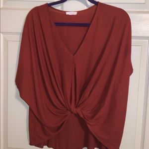 Burnt Orange Boxy Twist Blouse